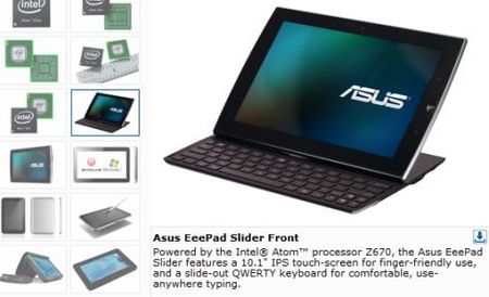 ASUS готовит версию планшета Eee Pad Slider с Intel Oak Trail