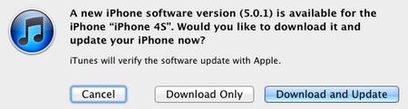 Обновление iOS 5.0.1 с исправлением для разряжающегося iPhone 4S