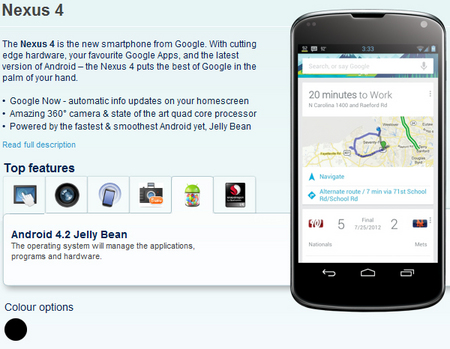 Раскрыты характеристики смартфона Nexus 4